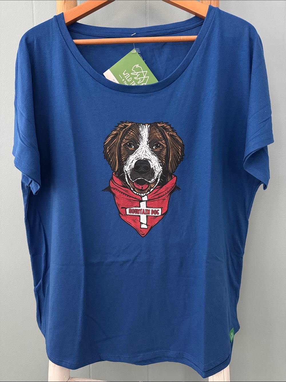 NWT Wild Tribute Women's Zion Wyatt Winter Mountain Dog Loose Tee T-Shirt ~ 2XL